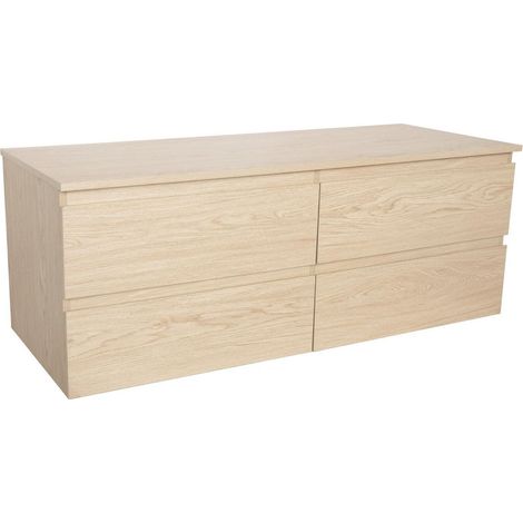 SORRENTO Doppelwaschtisch 120cm hängend - Holzoptik Arbeitsplatte