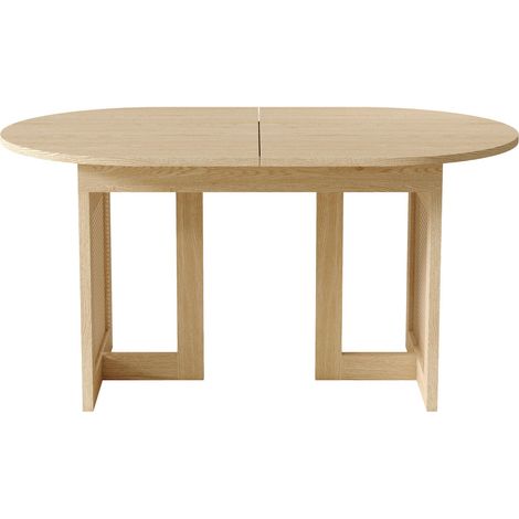 Ausziehbarer Esstisch 160–200 x 90 cm, MDF mit Rattan-Beinen, Eiche, für 6–8 Personen - PANGIVO (1/5)