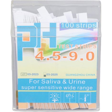 pH 4,5-9,0 x 100 Teststreifen, genau und schnell, tragbares Reagenzpapier für Speichel, Urin und Flüssigkeiten. (1/5)