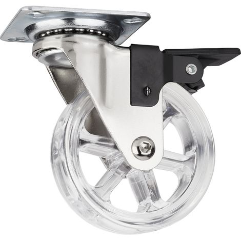SO-TECH Design Möbelrolle RAPID Rollen-Ø 75 mm transparent mit Bremse Tragkraft 35 kg