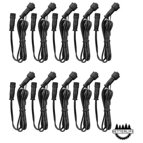 Cable Rallonge, 10 Pack, Pour Spots LED Encastrables,Etanche IP67,1M / 3.3Ft, 2Pin, avec connecteurs mâles et femelles (1/4)