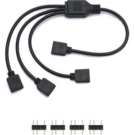 Cable répartiteur ARGB, 5 V, 3 broches, cable rgb pc, 1 prise vers 3 fiches, 30 cm, pour refroidisseur CPU et ventilateur 5 V ARGB (1/4)