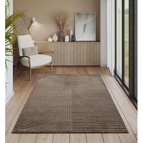 Everest tapis salon chambre court poil 3d doux marron (1/5)