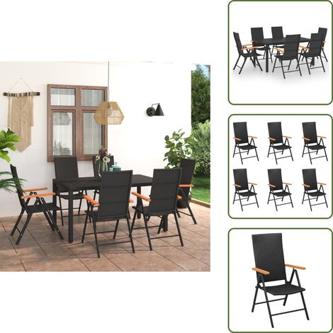 Ensemble à manger de jardin 7 pcs noir et marron - Salon De Jardin - Set De Jardin - Meuble De Jardin - Table De Jardin - Chaise De Jardin (1/5)