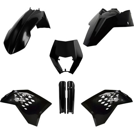 Kit di plastiche Polisport per KTM EXC 08-11, nere e resistenti.