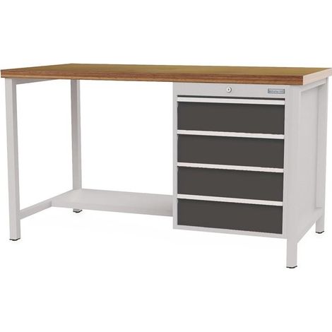 Banc de travail gris clair B2000xH859xT750mm gris clair 4 tiroirs
