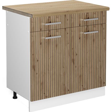 Mueble bajo de cocina R-Line, Roble artesanal, 80 cm , ET Roble, Vicco (1/5)