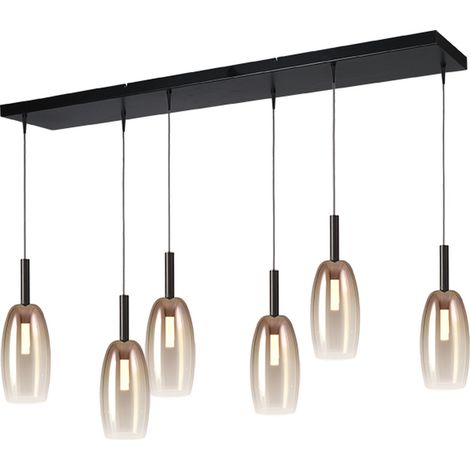 Lampe pendante 6L Ø11,5cm Lido Olive avec du verre doré qui s’estompe. - 2861-05-02-130-25-64 (1/2)