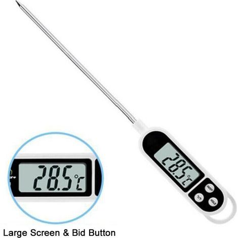 Digitales Lebensmittelthermometer zum Kochen von Süßspeisen, Marmeladen, Fleisch, Grillgut, Temperaturfühler