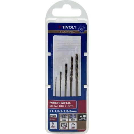 Tivoly • Set 5 Punte Trapano Technic Metallo Cobalto Ø1-1,5-2-2,5-3mm (1/3)