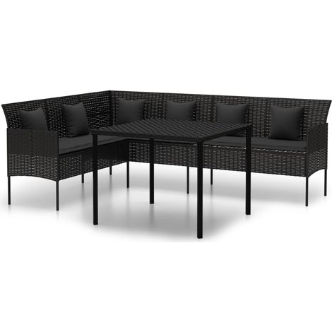 Maison Exclusive - 2-tlg. Garten-Essgruppe mit Kissen Schwarz Pol
