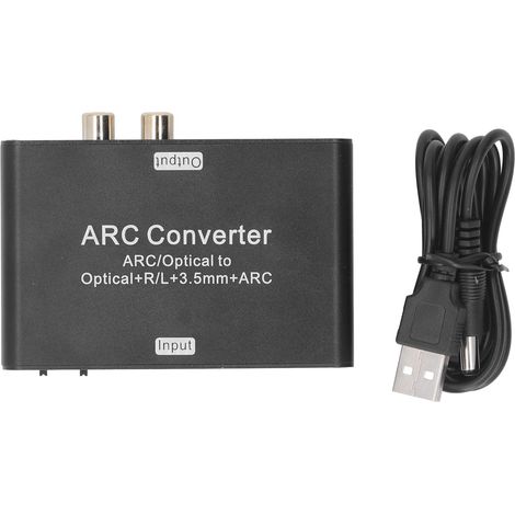 Convertisseur audio numérique-analogique 192 kHz optique vers RCA stéréo 3,5 mm pour amplificateur, haut-parleur et TV (1/5)