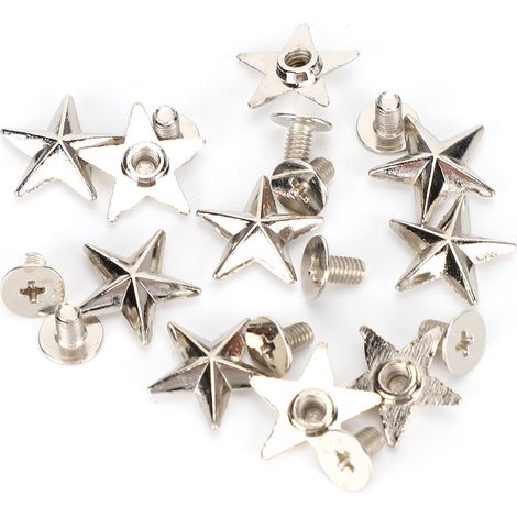 Rivets artisanaux en forme d'étoile, rivets en alliage de zinc, adaptés à la décoration de chaussures, sacs et vêtements, couleur argent. (1/5)