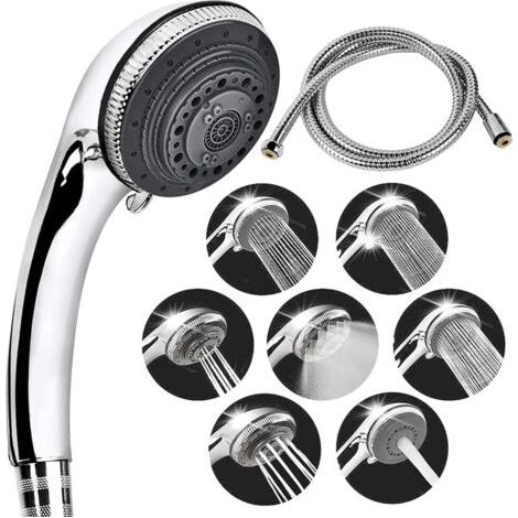 7 Modes Universal Adjustable Shower Head with 150cm Hose,With High Pressure Water Saving Shower Head,Easy Installation,Hydrotherapy,SPA,Bathroom (1/5)