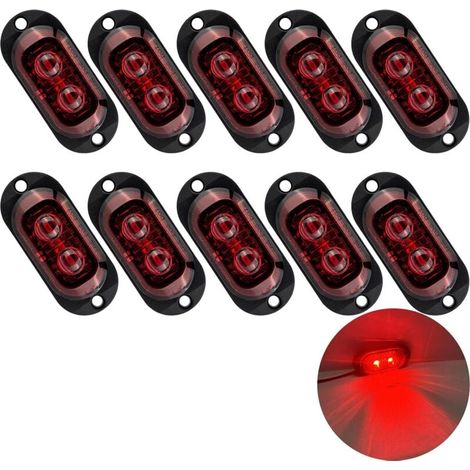 10 LED 12/24V Seitenmarkierungsleuchten, LED-Positionsleuchten, 3000K Warnleuchte für Anhänger, LKW, Wohnwagen (Rot) (1/4)