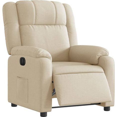 Sillón reclinable eléctrico de tela crema vidaXL