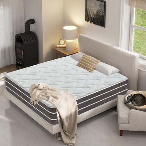 Yidatong – Matelas mémoire de forme 140x190 cm – Épaisseur 23 cm – Antibactérien et anti-acariens – Fermeté H3 – 7 zones de confort (1/5)