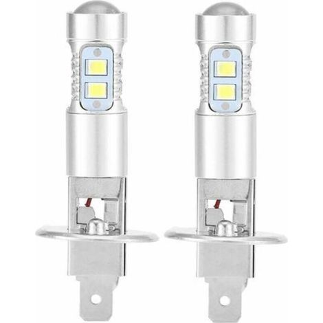 Ampoules de phares, 2x H1 6000K Ultra White 100W Kit d'ampoules de phares à LED pour feux de croisement