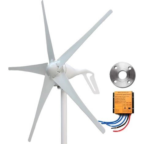 Generador de turbina eólica, 400 W de potencia, ajuste automático de dirección, 400 W, 5 palas MPPT-a, 24 V (1/2)