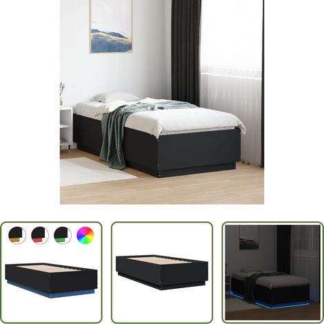 vidaXL LED Beleuchtung - Bettgestell mit LED Schwarz 90x190 cm Holzwerkstoff (1/5)
