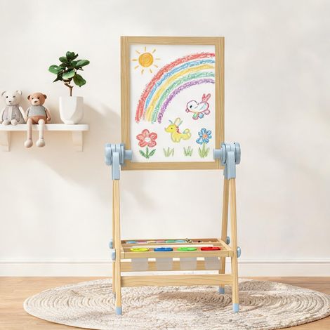 Chevalet en bois double face pour enfants réglable en hauteur (1/5)