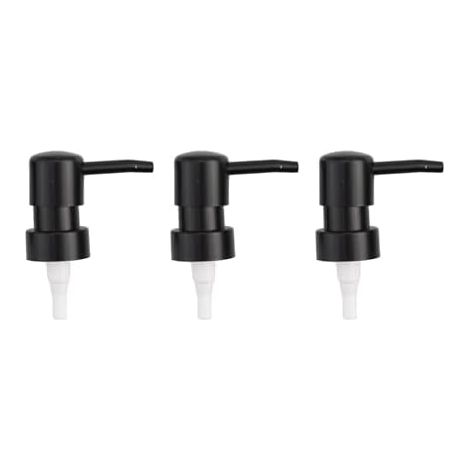 Lot de 3 têtes rondes en ABS pour pompe à lotion avec filetage 28/400 pour distributeur de bouteille de bain, longueur de la pompe de 9 cm avec tube de 15 cm, noir (1/5)