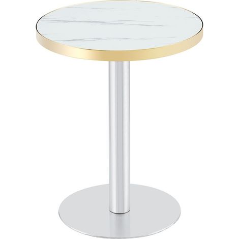 Table d'appoint ronde moderne effet marbre avec bord doré (1/5)