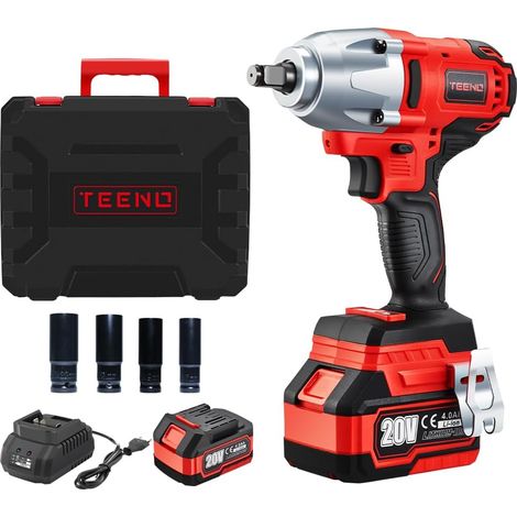 1/2" 600Nm 20V Brushless Cordless Impact Wrench with 4000mAh Battery, Impact Nutrunner with 4 Impact Sockets, For Automotive and Home Use (1/5)