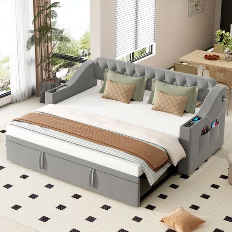 Sofá cama extensible con almacenaje y USB 90x190 OKMYHOME (1/5)
