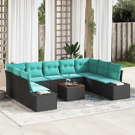Teenpull – Gartensofa-set 10 Stk. Schwarz Poly-Rattan (1/5)