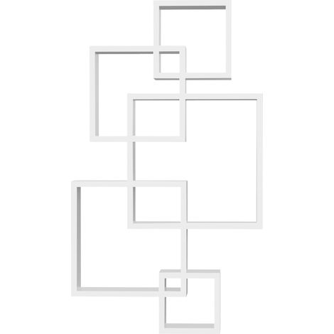 Étagère murale en sapin blanc avec 5 cubes et 9 compartiments, 49,5 x 10,2 x 86 cm (1/5)