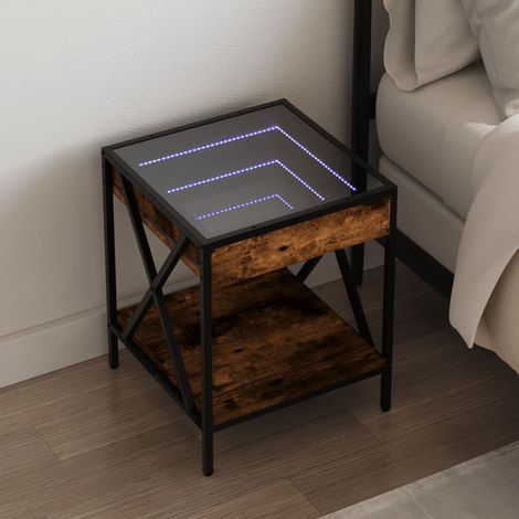 Nachttisch mit Infinity-LED Räuchereiche 40x40x49 cm (1/5)