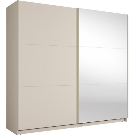 Schrank VENEZIA mit offenem LED-Kleiderschrank und Kaschmir-Spiegeln 221 cm