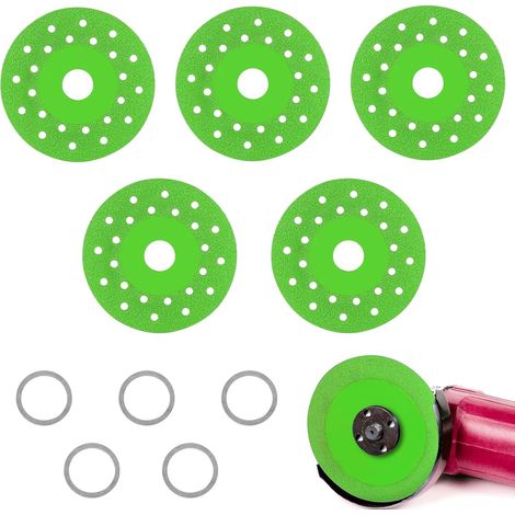 Lot de 5 disques de meulage de dalles de roche, disques de coupe ultra fins pour meuleuse d'angle, granit, marbre, verre, céramique (1/4)