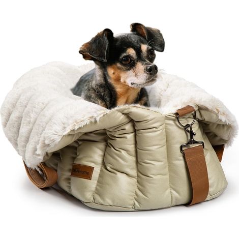 Siège de Voiture pour Chien et Chat Panier de Transport Auto Moelleux et Confortable pour Animaux de Compagnie de Moins de 4,5 kg avec Sangle de Sécurité Réglable (1/5)