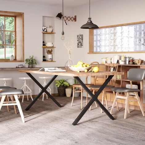 2 pieds de table en acier noir en forme de X, pour table à manger, bureau, table basse ou structure de table, 72 cm. (1/5)