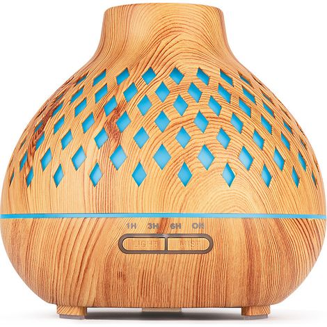Diffuseur d'huiles essentielles, humidificateur ultrasonique 400 ml, diffuseur d'aromathérapie, purificateur d'air, diffuseur d'arômes avec 7 couleurs LED pour la maison, le bureau, le spa, la chambre (1/5)