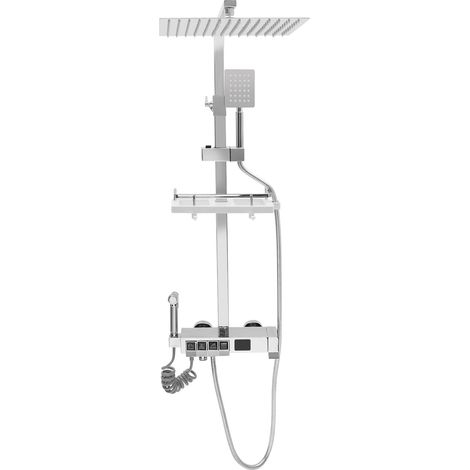 【Chauffage et ventilation】Colonne de Douche à LED avec Affichage Numérique et Horloge, Colonne de Douche avec Mitigeur et 4 Boutons Style Piano, Hauteur Réglable de 75 à 110 cm (1/5)