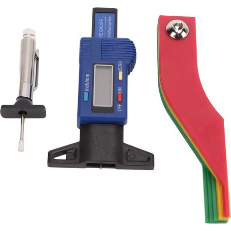 Jauge numérique de profondeur de sculpture des pneus avec code couleur, outil portable et manuel pour voitures, camions et plaquettes de freins à disque et à tambour. (1/5)