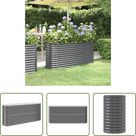 Pflanzkübel - Hochbeet Verzinkter Stahl 152x40x68 cm Anthrazit (1/5)