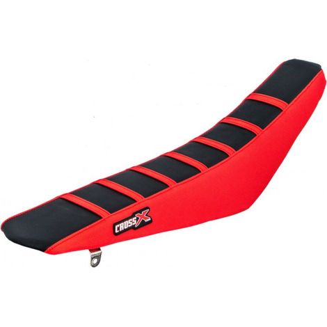 HOUSSE DE SELLE compatible avec les motos de marque HONDA CRF 250- 450 CRFX 450 TOP BLACK- SIDE RED-STRIPES RED