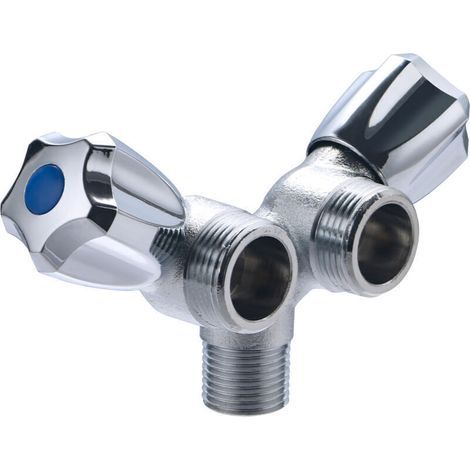 Robinet double en Y pour lave-linge – Compatible NOYON & THIEBAULT – Cuivre massif, raccord 3/4″ – Lot de 1 (1/4)