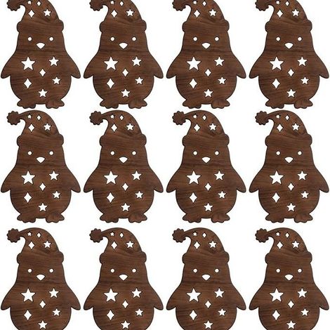 New Christmas wooden snowman wall decoration with LED backlight - Style C - 7pcs