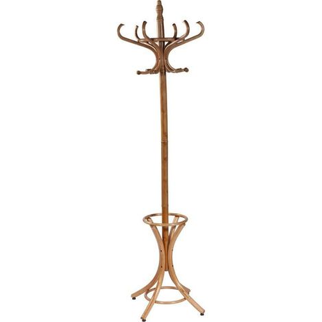 porte manteau en bois miel avec 6 bras pour entrée élégante - bois miel naturel clair (1/3)