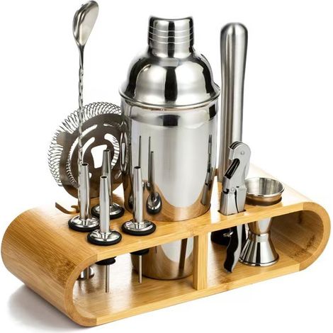 Kit shaker per cocktail, set regalo per cocktail in acciaio inossidabile, 750 ml, set per cocktail con accessori per cocktail, kit da barman tutto in uno per casa o bar