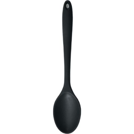 Set mit 2 schwarzen Silikon-Küchenlöffeln mit langem Griff, hitzebeständig (1/5)
