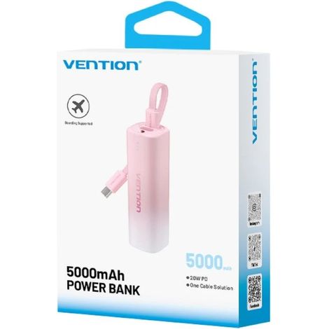 Batterie externe Vention 20W PD USB-C Lightning 5000 mAh Rose dégradé (1/2)