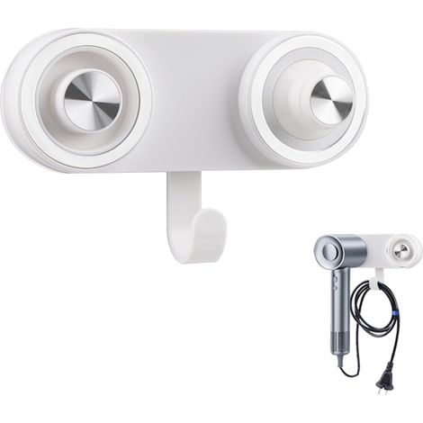 CCYKXA Hair Dryer Holder, Wall-Mounted Magnetic Hair Dryer Holder for High-Speed Dryers, Hair Dryer Hanger Organizer, Dryer Holder with Magnetic Tip, for Bathrooms, Hotels (White)