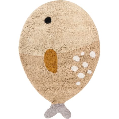 Tappeto per bambini beige in cotone a forma di pesce 80 x 120 cm Bloop (1/5)