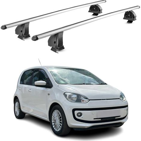 OMAC Aluminium Dachträger Querträger für VW Up 2011-2023 5Tür – TÜV / DIN 75302:2019 – Abschließbar – T-Nut – Max. 75 kg – 2 Stangen – Silber (1/5)